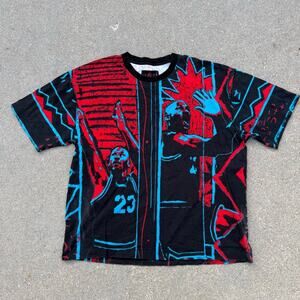 Nike Air Jordan DNA T-Shirt AOP Michael Jordan Blue Red Black CJ6093-657 LARGE